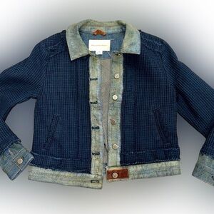 Pilcro and the Letterpress Mixed Media Navy and Denim Jacket